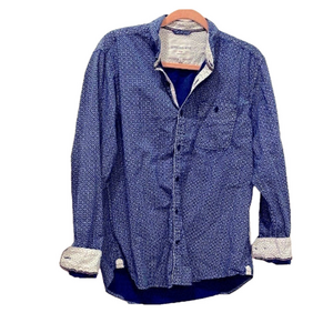 🌷 International Report🌷 100% Cotton Blue & White Print Men’s Shirt